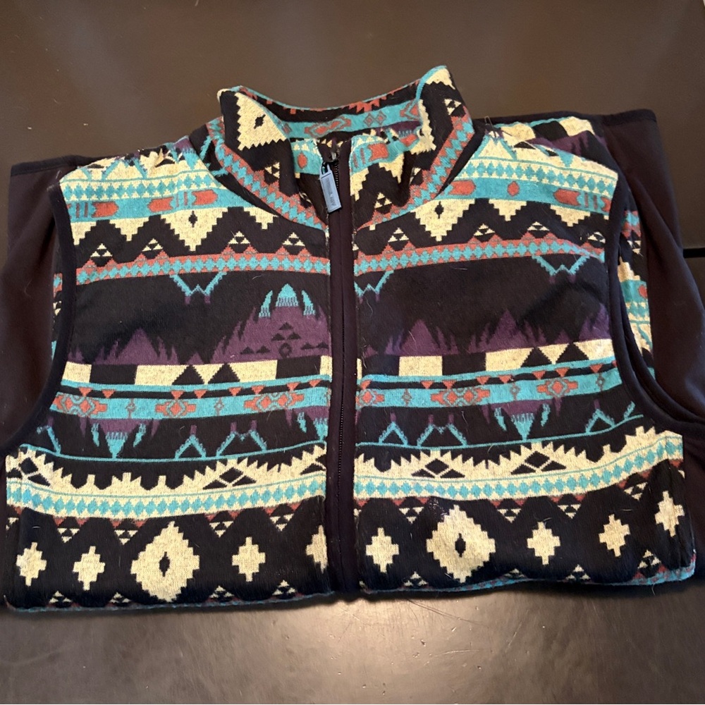 Cow girl Tough Aztec Print fitted Zip-Up Vest - Multicolor - Picture 4 of 5